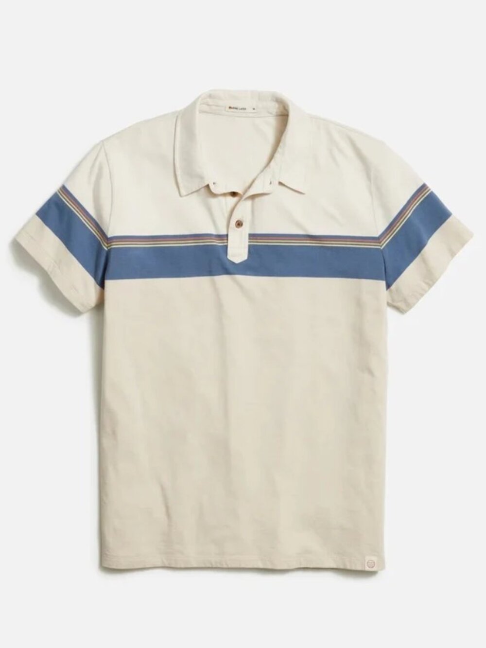 Marine Layer Sand Colorblock Stripe Short Sleeve Polo
